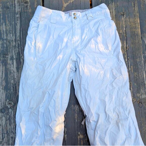 Burton Women’s Snowboard Pants XS White "B Collection" Fleur-de-Lis Low Rise - Picture 1 of 5